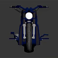 Blue Vintage Motorcycle With Brown Seat And Silver Exhaust On Dark Background
