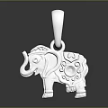 Elegant Silver Elephant Shaped Pendant With Intricate Patterns And Sparkling Diamond