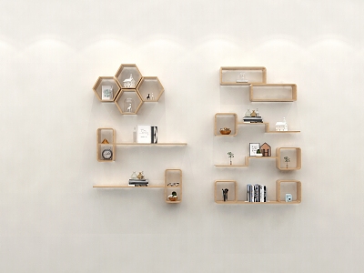 Nordic Wall Storage Rack Bookshelf Wall Book Decoration Cabinet Wall Pendant Decoration 3d model