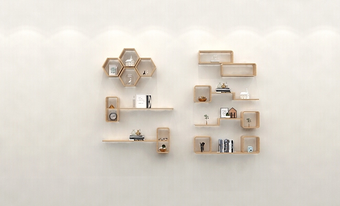 Nordic Wall Storage Rack Bookshelf Wall Book Decoration Cabinet Wall Pendant Decoration 3d model