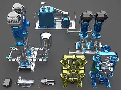 Pump Water pump booster pump Power pump Positive displacement pump Axial flow pump Mixed flow pump Piston pump Centrifugal pump Vortex pump 3d model