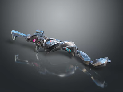 Futuristic Sci Fi Weapon Design With Metallic Body Red Scope And Streamlined Structure 3d model