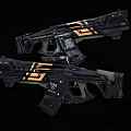 Futuristic Sci Fi Weapon Advanced Gun with Black and Gold Design Type 07 Details 3d model