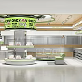 Bright Modern Dessert Shop Interior With Glass Display Cases And Smooth Counters 3d model