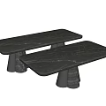 Modern Minimalist Dining Table With Marble Top And Metal Tapered Bases Design