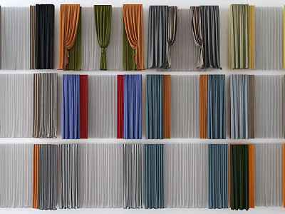 Various Colored Curtains In Multiple Styles For Home Interior Decoration 3d model