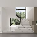 Modern Living Dining Room Interior With Large Windows Greenery View White Sofa And Brown Chairs