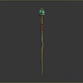 Snake Coiled Magic Staff With Green Gemstone And Red Decorative Bands 3d model