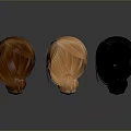 Stylish Woman's Wig Hairstyle Display With Brown Orange And Black Hair Colors
