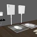 Modern Squat Toilets With Wall Mounted Cisterns Toilet Paper Holder And Wooden Floor
