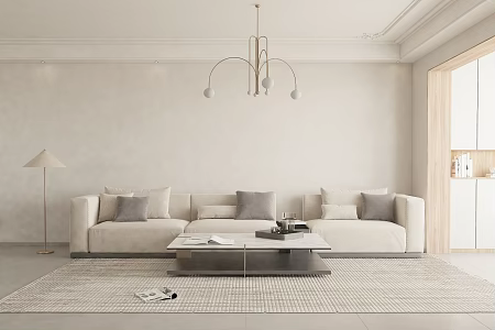 Modern Three-Seat Sofa Combination 3d model