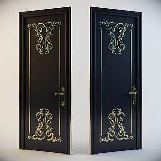 Door combination door bedroom door security door bedroom door lock hardware wooden door home furniture 3d model