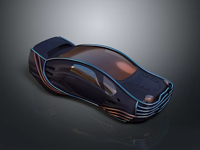 Futuristic Concept Car With Sleek Dark Colored Body Transparent Roof And Illuminated Accents 3d model