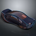 Futuristic Concept Car With Sleek Dark Colored Body Transparent Roof And Illuminated Accents