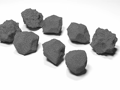 Natural Gray Stones and Wooden Pieces Piled Together in Decorative 3d model