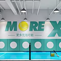 MOREX Sports Fitness Equipment Display With Tennis Rackets Bags And Shelves In Shop