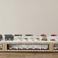 Modern Sideboard With Marble Top Wooden Design Toasters Cloches Fruits Food And Cups