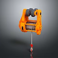 Orange Heavy Duty Hoist Pulley With Rollers Steel Cable And Hook