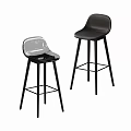 Contemporary Bar Stools With Transparent And Black Seats On Black Legs