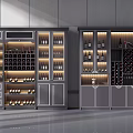 Modern Wine Cabinet Design With LED Lighting Multiple Shelves And Wine Bottle Storage