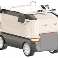 Modern Functional Vehicle With Cream Black Color Blue Round Headlights And Roof Equipment