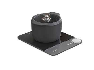 Sleek Black Electric Cooktop With Pot On Tempered Glass Surface And Control Panel 3d model