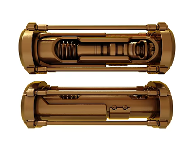 Golden Cylindrical Mechanical Components With Spring And Bolted Structure 3d model