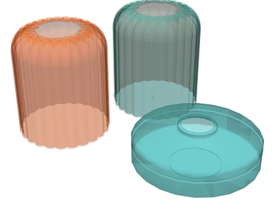 Modern Ribbed Decorative Vases in Orange Green Blue for Home Flower 3d model