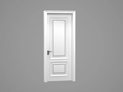 White Entrance Door With Simple Frame And Panel Design For Home Interior 3d model