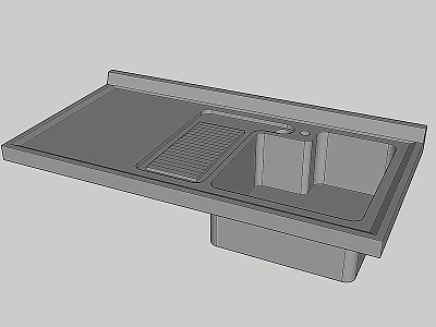 Modern Kitchen Sink With Double Bowl And Integrated Drainer Rack Design 3d model