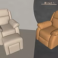 Cream And Brown Leather Massage Chairs With Ottoman In Modern Interior Setting