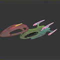 Futuristic Sci Fi Spaceship With Streamlined Design Metallic Surface And Glowing Thrusters
