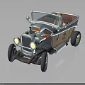 Vintage Brown Silver Convertible Car With Open Top Headlights Exhaust Pipes And Number 2