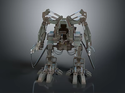 Sci Fi Mechanical Bionic Creature Character With Industrial Metal Limbs And Articulated Claws 3d model