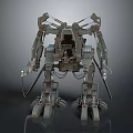 Sci Fi Mechanical Bionic Creature Character With Industrial Metal Limbs And Articulated Claws