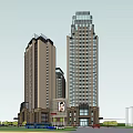 Modern Commercial Complex Featuring Geometric Facade Retail Shops Chatime H&M Street Entrance and Trees