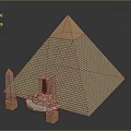 Scenic Ancient Pyramid Landscape Featuring Brick Structure Golden Top Stone Pillars and Entrance