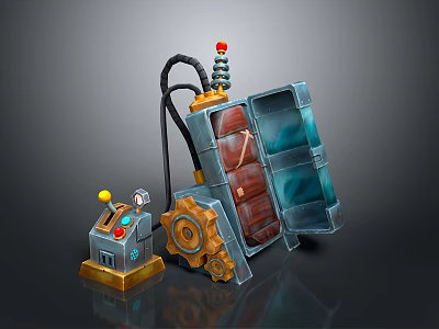 Futuristic Sci Fi Mechanical Device With Gear Structure Transparent Panel And Control Box 3d model