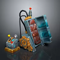 Futuristic Sci Fi Mechanical Device With Gear Structure Transparent Panel And Control Box