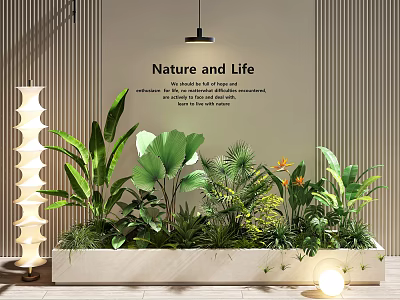 Indoor Landscape Interior Design with Nature and Life Theme Green Plants and Decorative Lamps 3d model