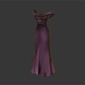 Elegant Purple Off Shoulder Floor Length Gown With Flowy Silky Fabric