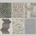 Modern Square Rugs With Various Geometric Patterns In Black White Gray Tones 3d model