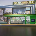 Urban Smart Bus Stop Design With Green Yellow Structure And Digital Screen