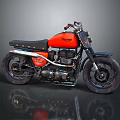 Triumph Vintage Motorcycle With Orange And Black Body And Black Leather Seat