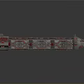 Futuristic Sci-Fi Spaceship 3D Model With Metallic Modular Sections And Red Accents