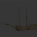 Antique Wooden Sailing Ship Water Vessel with Multiple Masts and Classic Hull Design