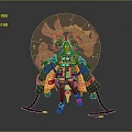 Anime Style Character With Twin Buns And Fiery Creature In Mechanical Armor Design