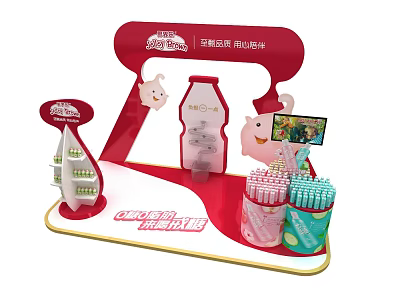 Super Wings Themed Display Stand With Milk Bottle Products And Stationery Items 3d model