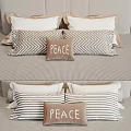 Modern Throw Pillows Set With Herringbone Striped Patterns And Peace Lettering Design 3d model