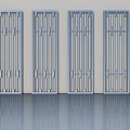 Four Decorative Metal Hinged Doors With Vertical Bars And Ornate Patterns 3d model